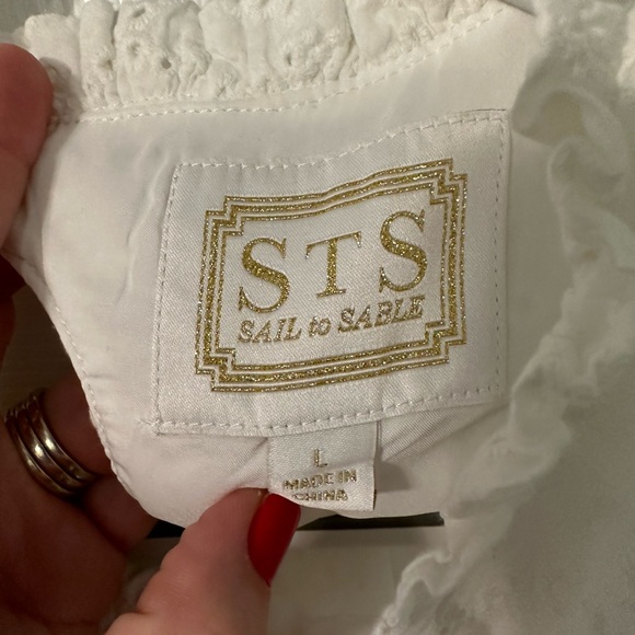 Sail to Sable White Eyelet Keyhole Back Sleeveless Shift Dress Size Large - Picture 2 of 3